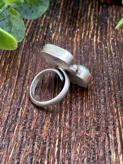 Jullian Sterling 3 Stone Turquoise Ring - Adjustable