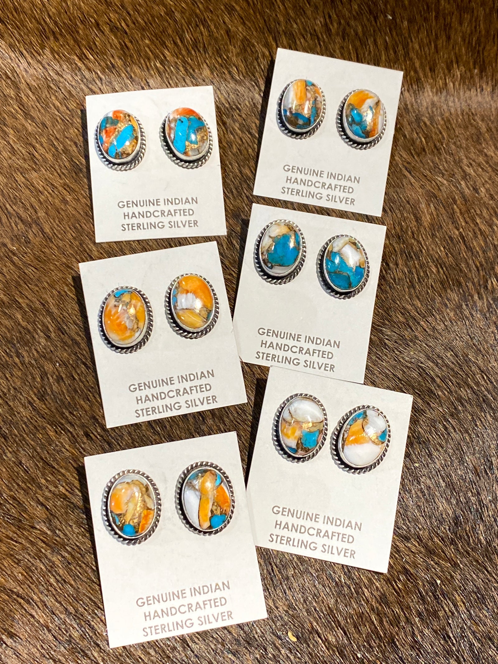 Belton Orange Krush Sterling Roped Oval Stud Earrings