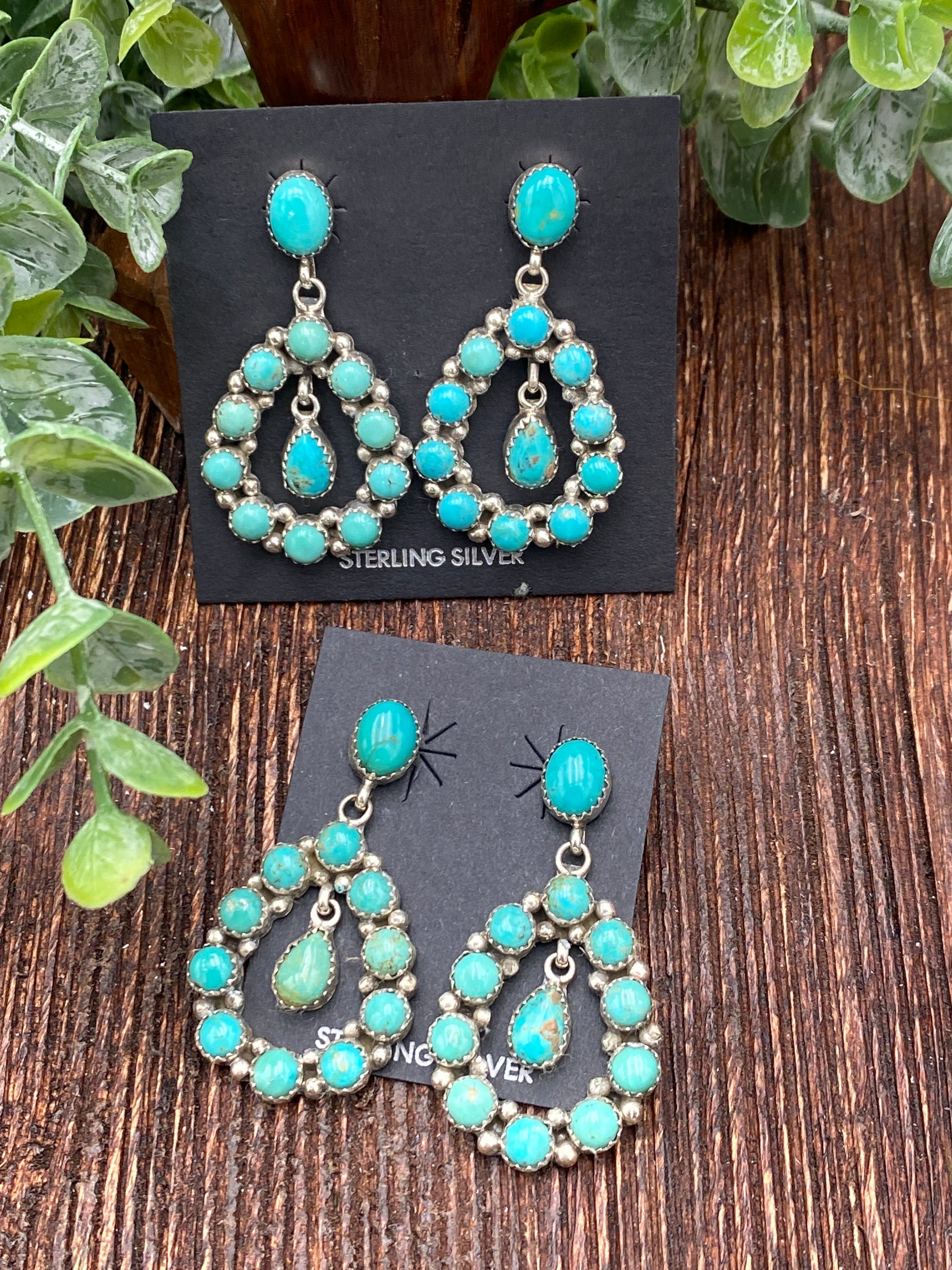 Claudia Stone Teardrop With Center Drop Earrings - Turquoise