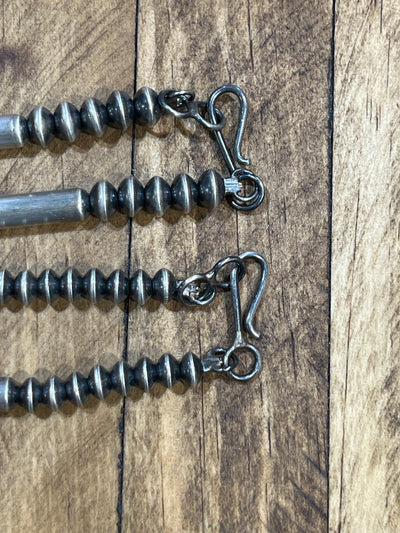 Dempsey Sterling Navajo Saucer Barrel Bead Necklace