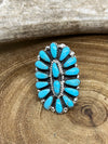 Kipper Double Center Curved Sterling Turquoise Cluster Ring