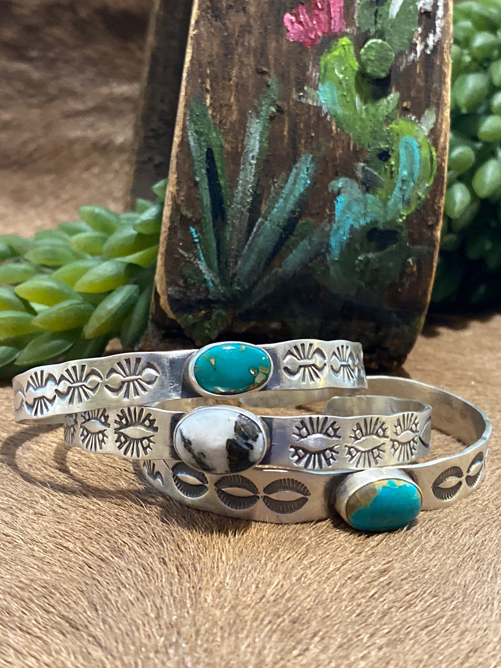 Drefner Single Stone Stamped Sterling Cuff