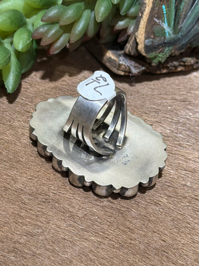 Pogo Sterling Turquoise Teardrop Cluster Ring - size 7.5