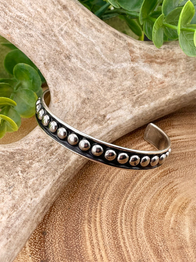 Hazel Silver Studded Cuff Bracelet