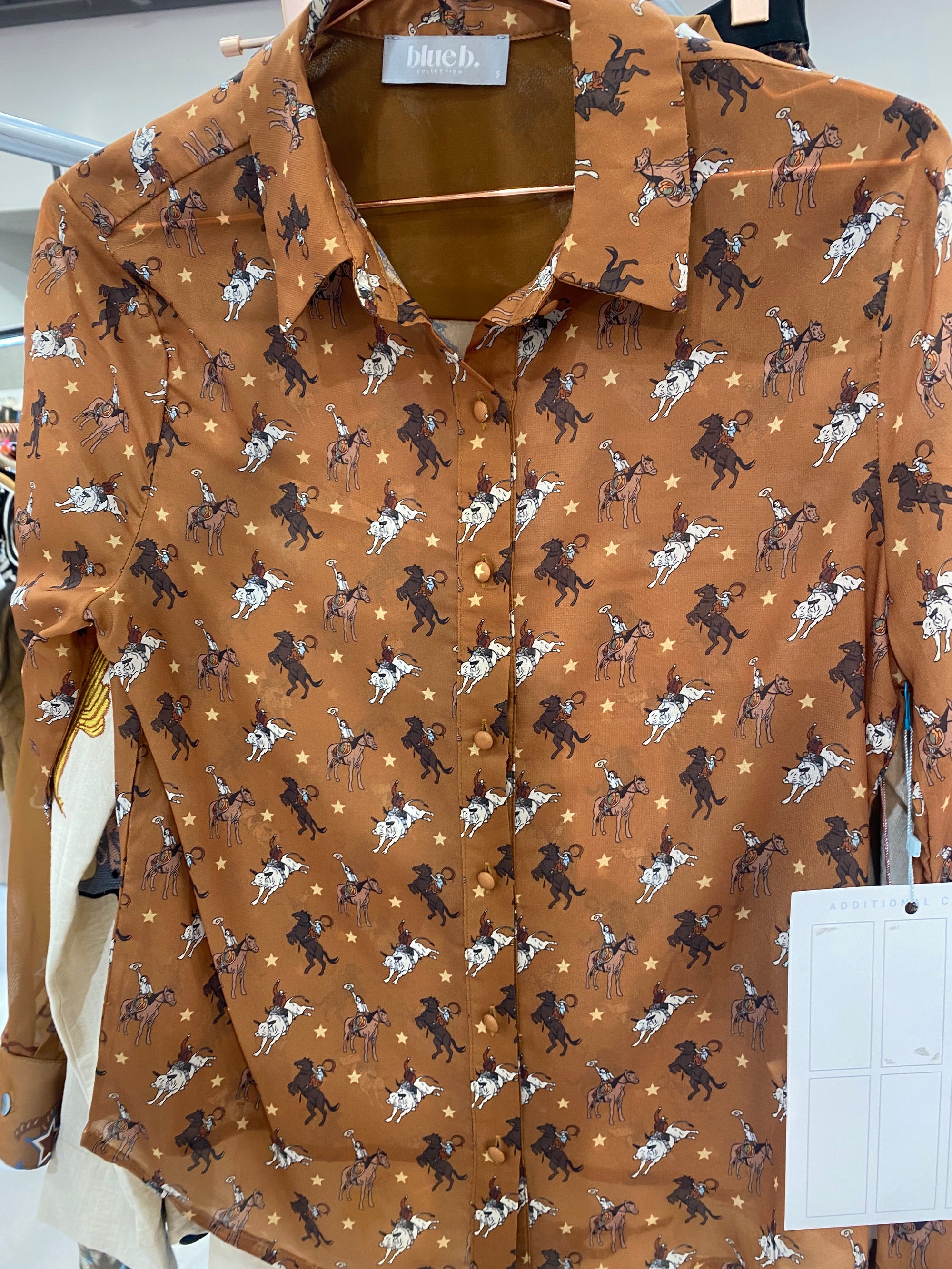 Gili Western Print Chiffon Button Up Blouse