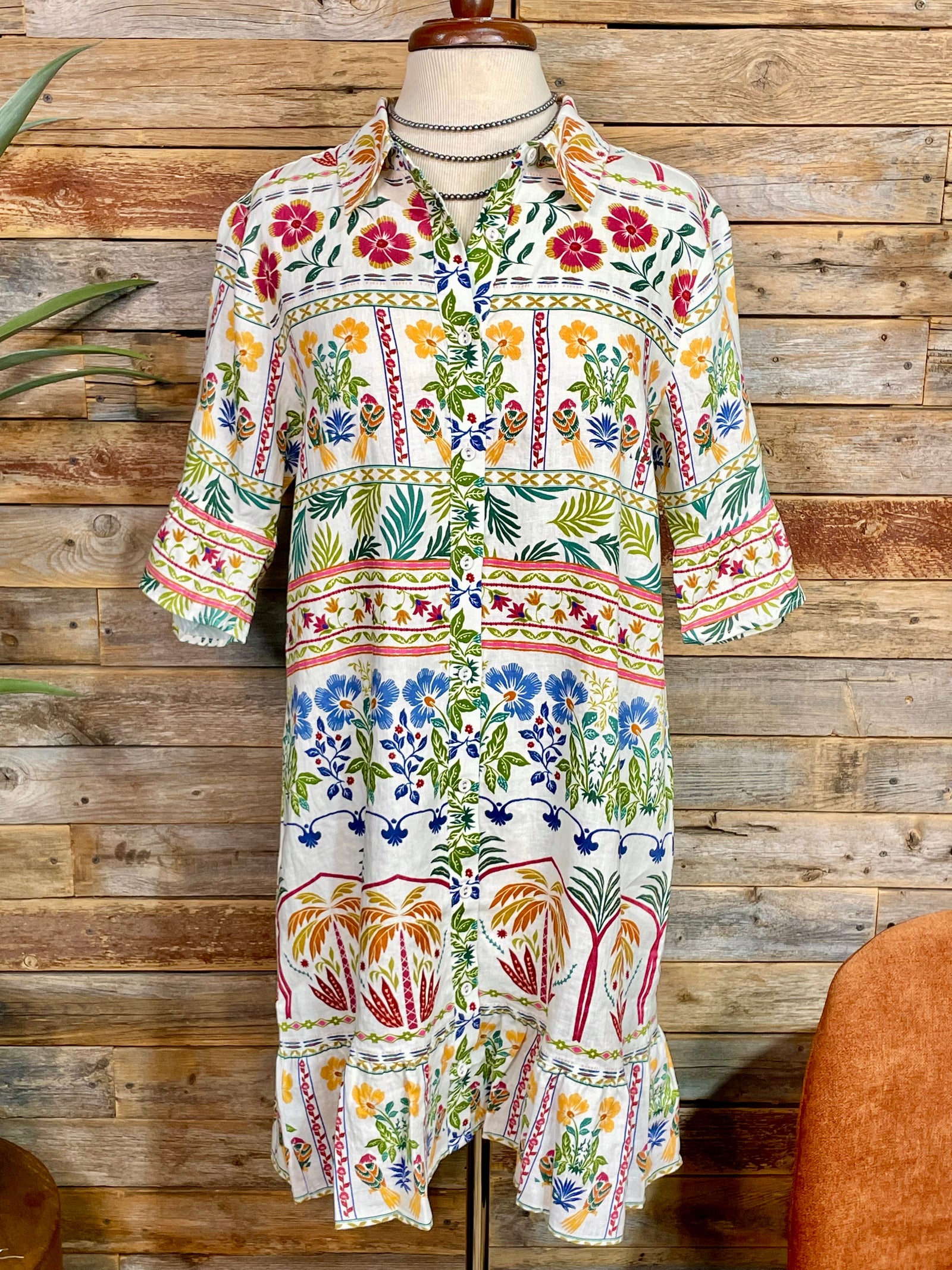 Johnny Was Ruffle Flounce Shirt Dress - Soller