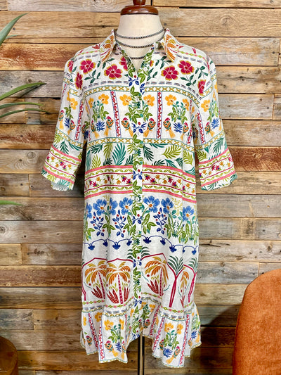 Johnny Was Ruffle Flounce Shirt Dress - Soller