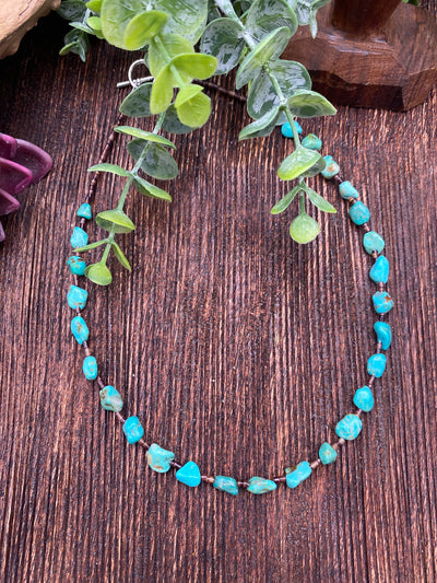 Milford Tumbled Turquoise & Brown Heishi Necklace - 18"