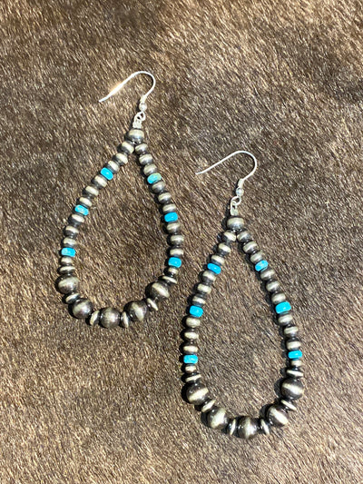 Maple Ridge Sterling Varied Navajo & Turquoise Teardrop Earrings