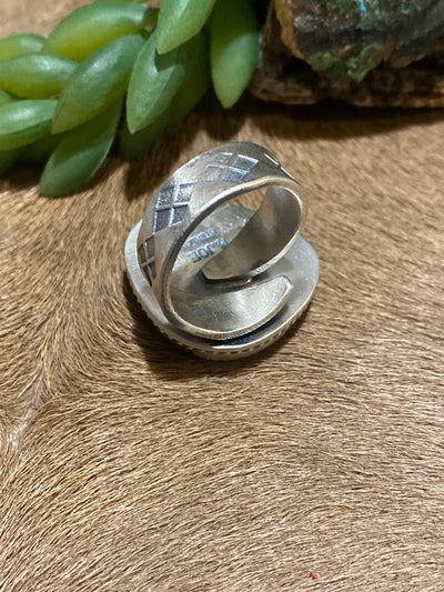 Montgomery Golden Hills Turquoise Single Stone Sterling Rings - Adjustable