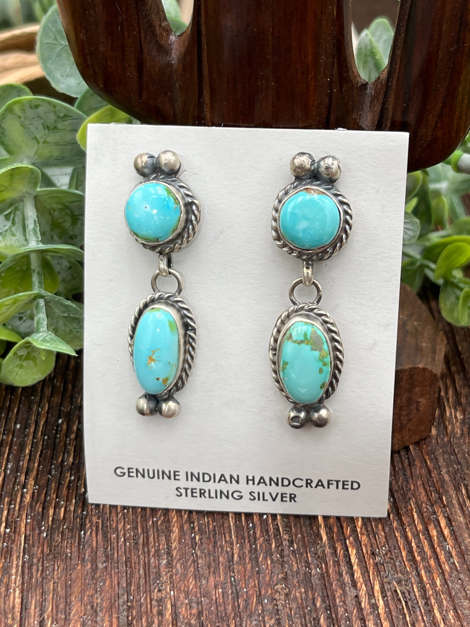 Jonette Double Sonoran Gold Turquoise Sterling Earrings