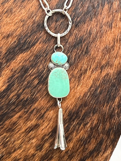 Delora Ring Link Turquoise Sterling Y Necklace - 36"