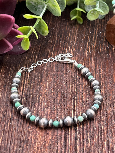Canton Sterling 6mm Navajo Pearl, Saucer & Stone Bracelets - 9.5"