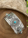 Cameron Stamped Fashion Concho Cuff - Turquoise