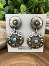 Finley Sterling Double Stamped Concho Earrings - Turquoise