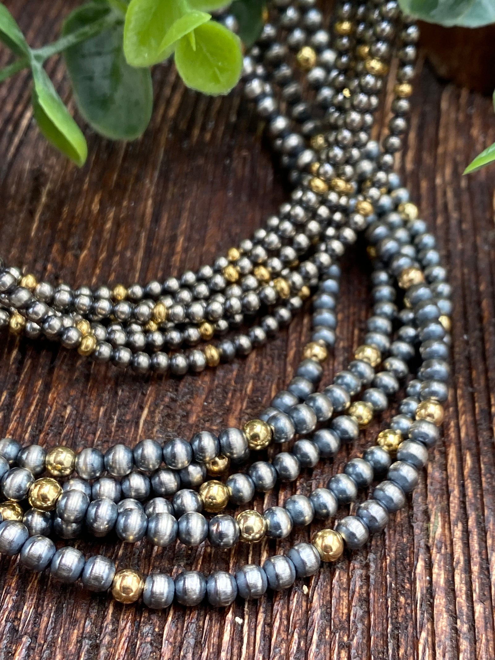 Cindy Sterling Silver & Gold Navajo Necklace - 18"