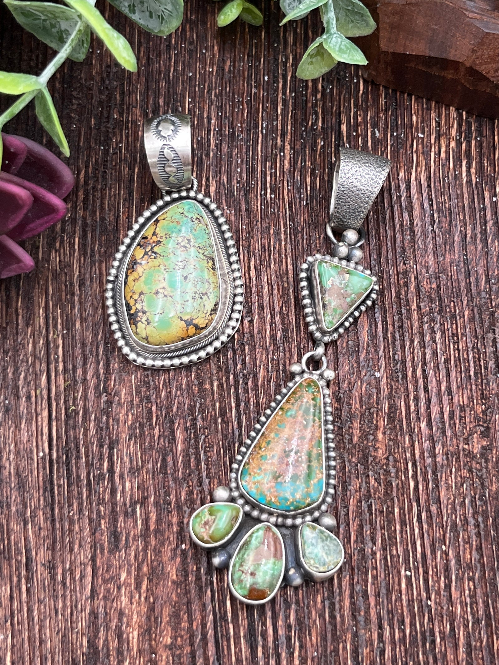 Vera Green Turquoise Sterling Pendants