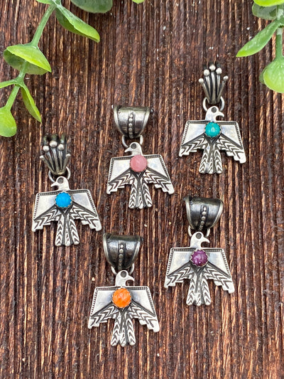 Hansen Native Thunderbird Sterling Silver Pendant Stone Center