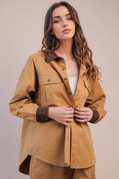 Canvas Button Down Shacket Jacket