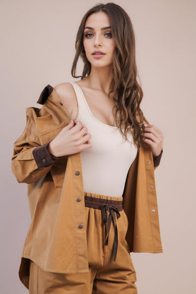 Canvas Button Down Shacket Jacket