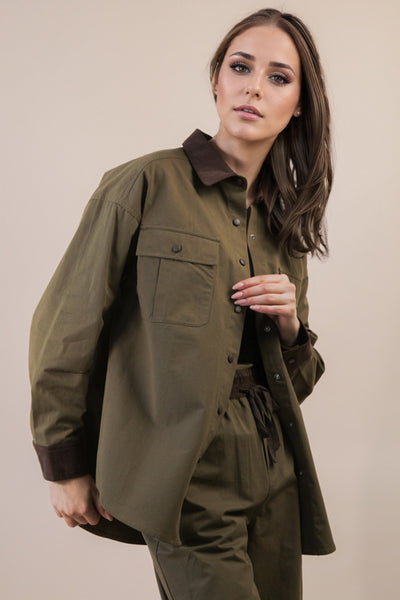 Canvas Button Down Shacket Jacket