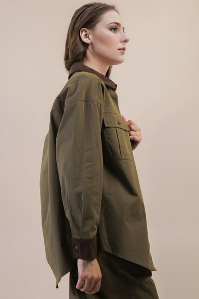 Canvas Button Down Shacket Jacket