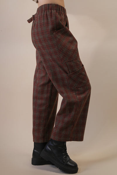 Plaid Wide Leg Cargo Pants