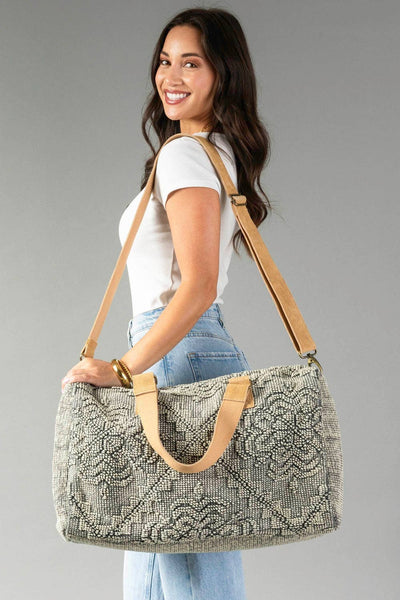 Gray Vintage Inspired Textured Duffel