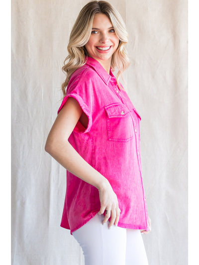 Hot Pink Mineral Wash Top