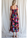 Elanor Black Floral Print Midi Dress