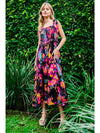 Elanor Black Floral Print Midi Dress