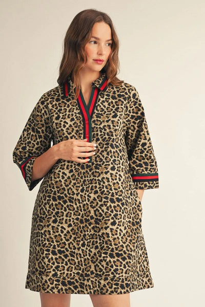 Trimmed Leopard Dress