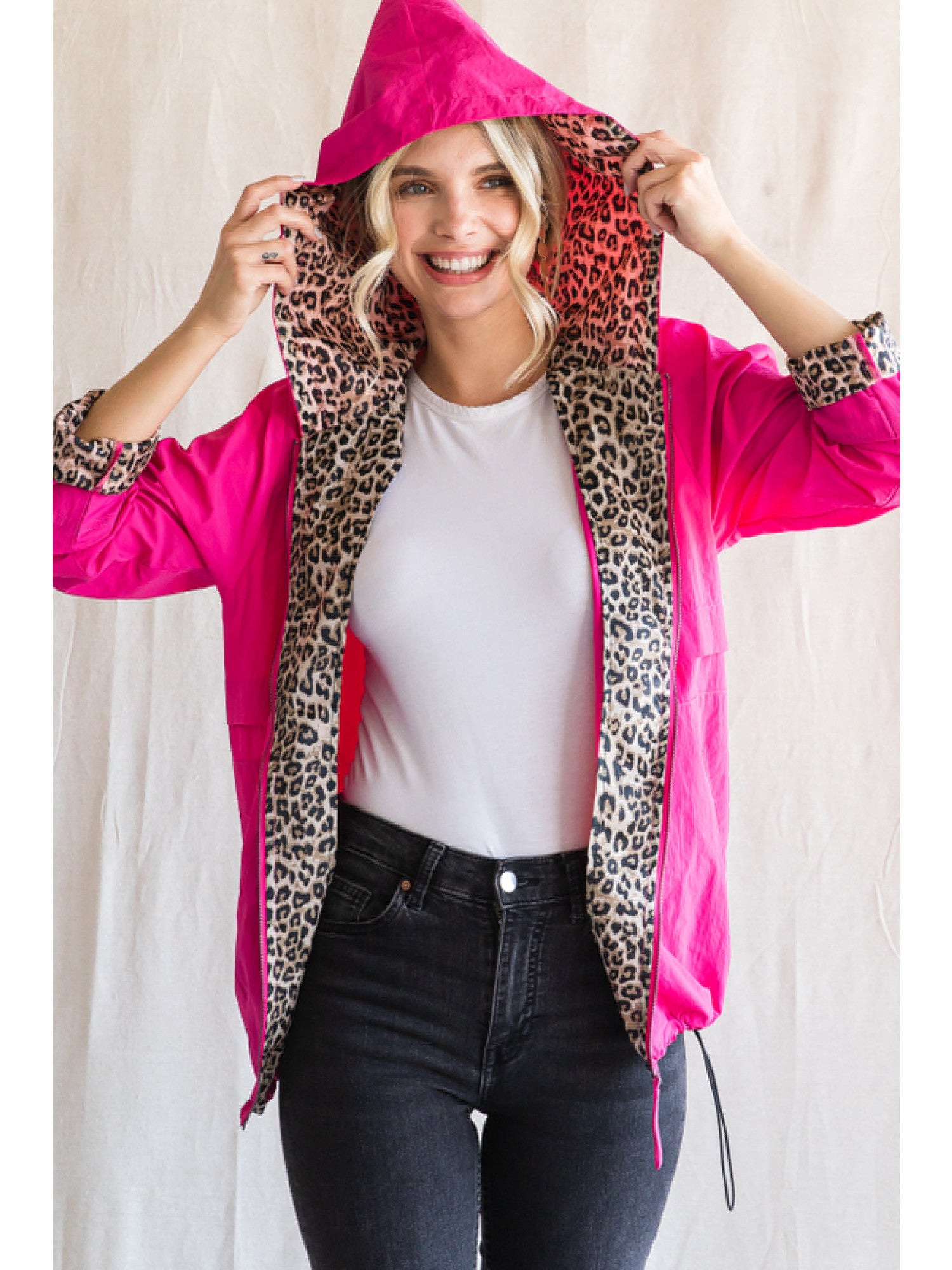 Hot Pink Leopard Lined Blazer
