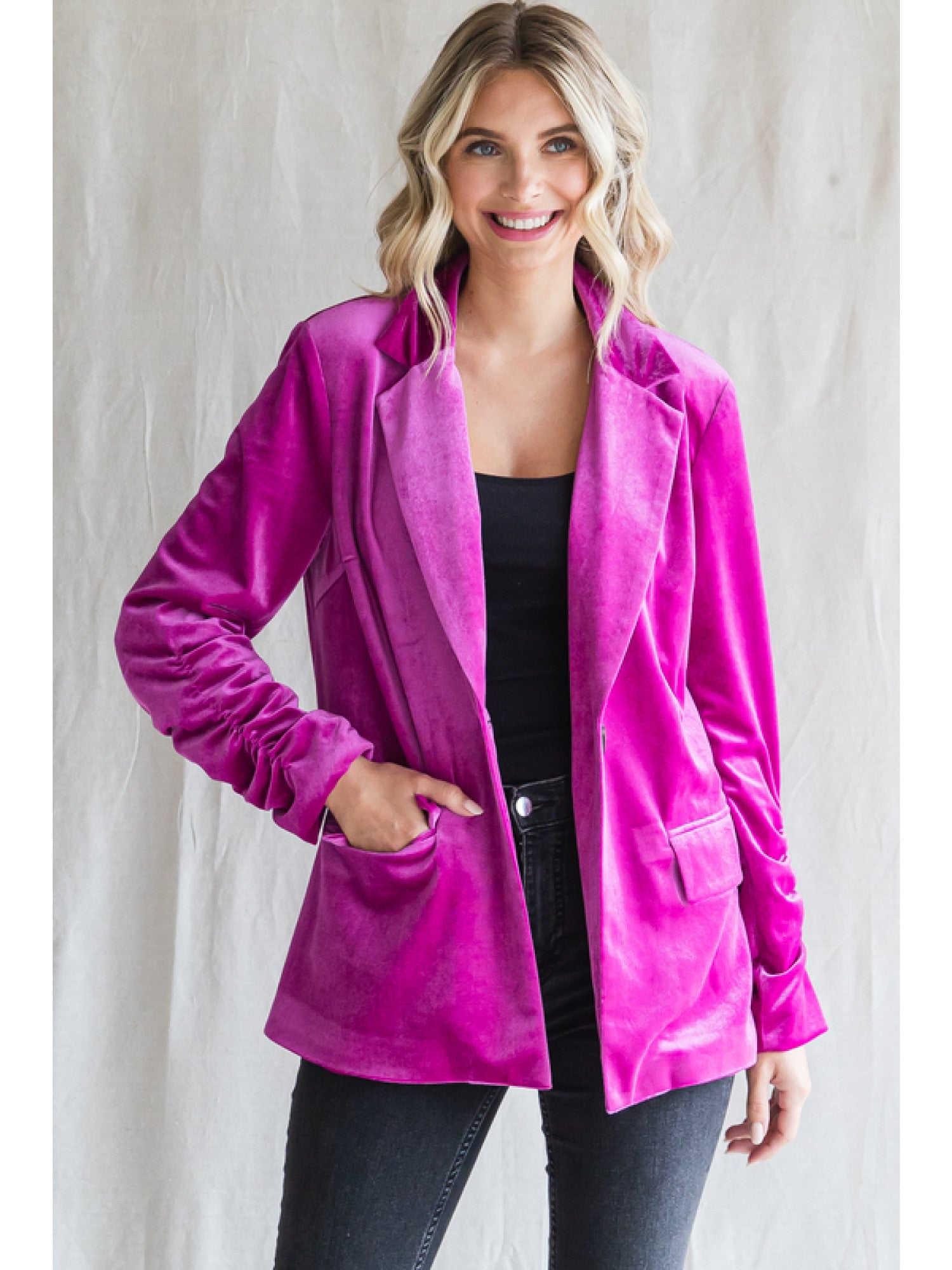 Velvet Blazer with Floral Lining