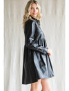 Faux Leather Baby Doll Dress