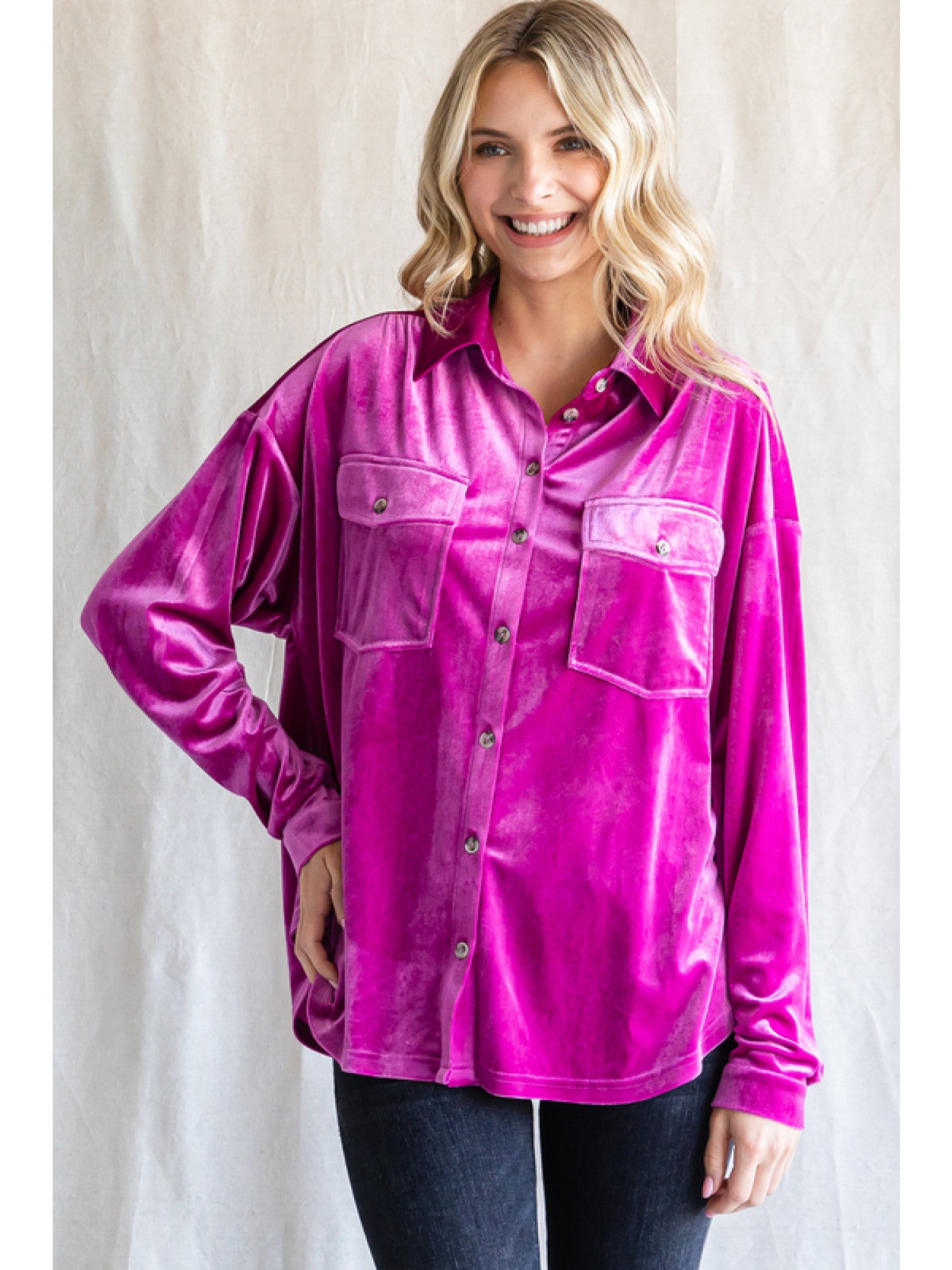 Velvet Double Pocket Blouse