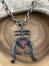 Jazz Purple Spiny Cross Naja Pendent with Twisted Link Chain Necklace