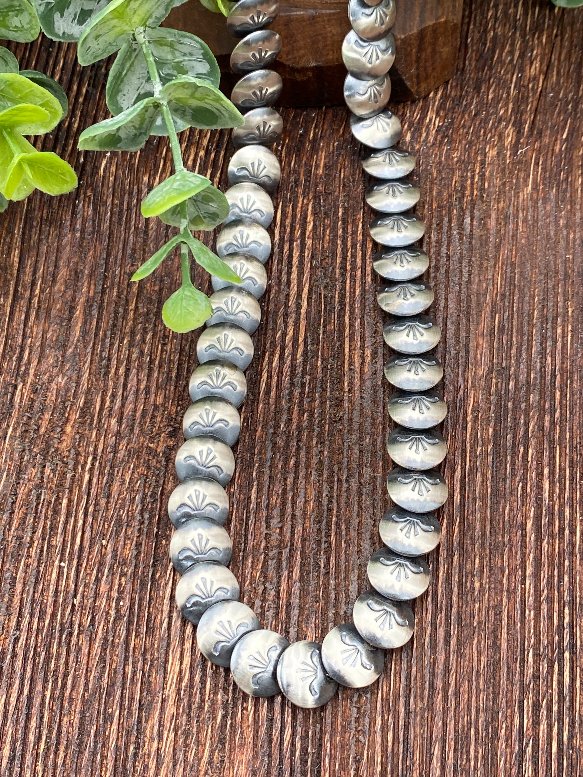 Blinn Sterling Stamped Flat Saucer Necklace