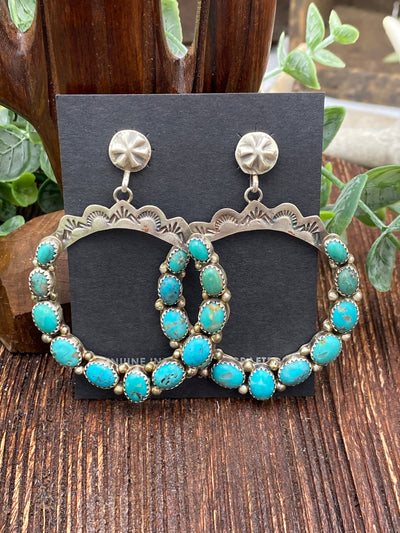 Brock Stamped Hoop Earrings With Stones