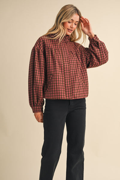 Plaid Bubble Hem Jacket