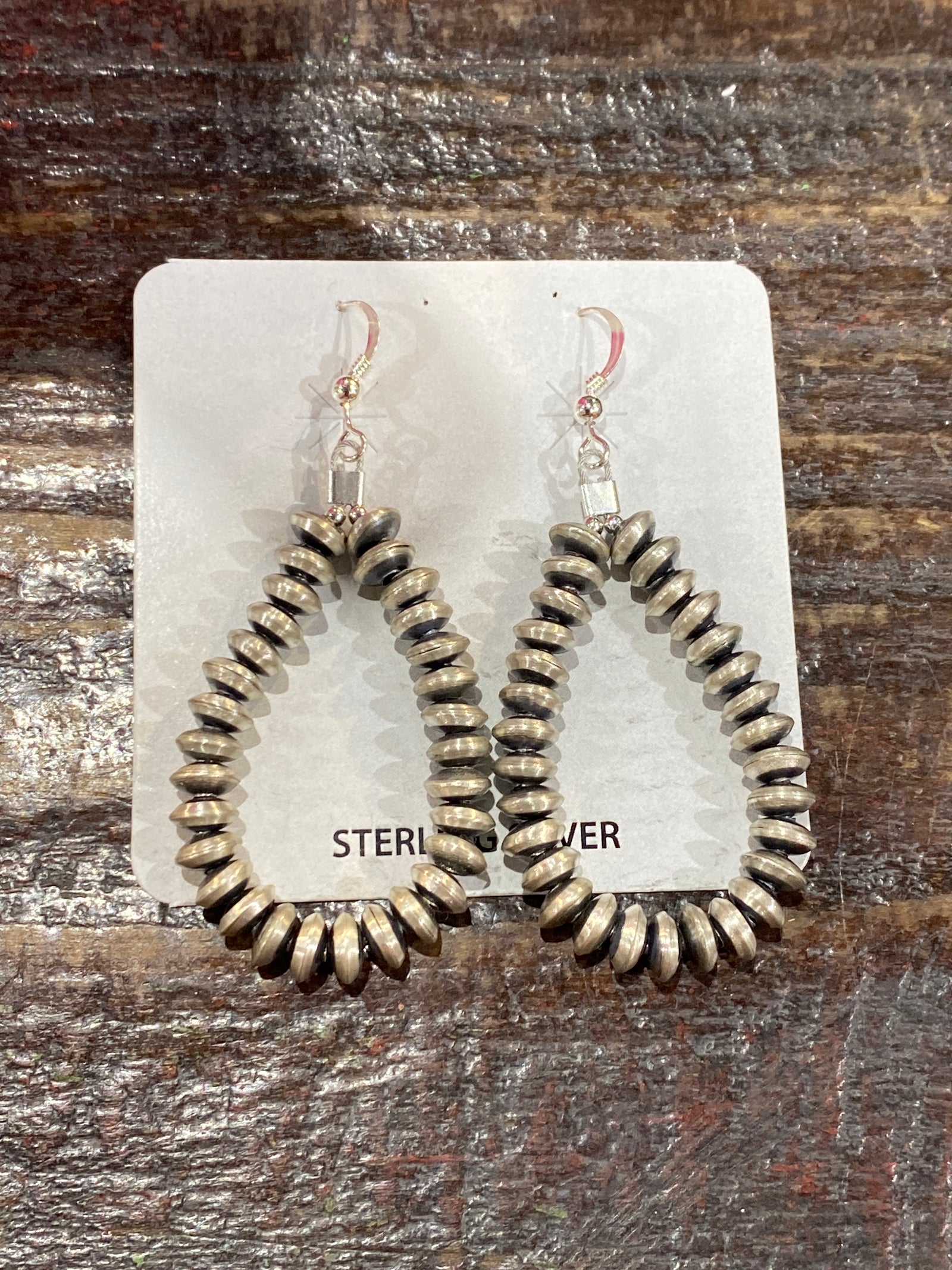 Lombard Sterling 6mm Navajo Saucer Teardrop Earrings - 2.5"