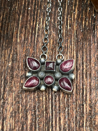 Luna Sterling Link Chain With 6 Stone Purple Pendant - 18"