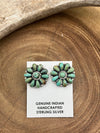 Grace Raised Stone Turquoise Flower Earrings - .8"