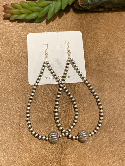 Northside 4mm Sterling Navajo Hoop Earrings With Center Stamped Bead