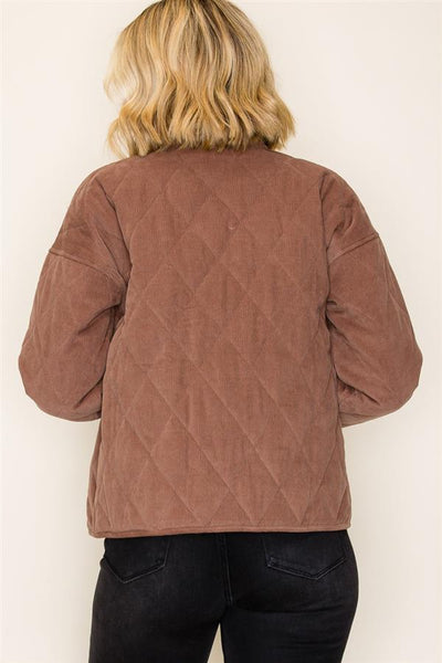 Diamond Quilted Corduroy Shacket