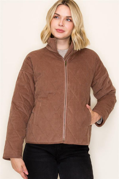 Diamond Quilted Corduroy Shacket
