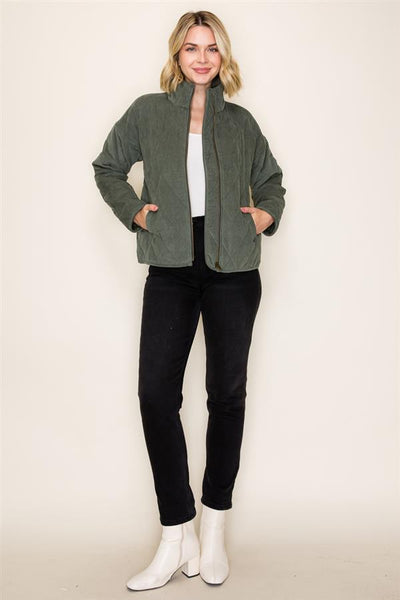 Diamond Quilted Corduroy Shacket