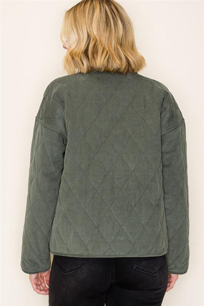 Diamond Quilted Corduroy Shacket
