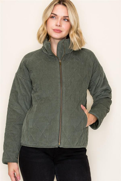 Diamond Quilted Corduroy Shacket