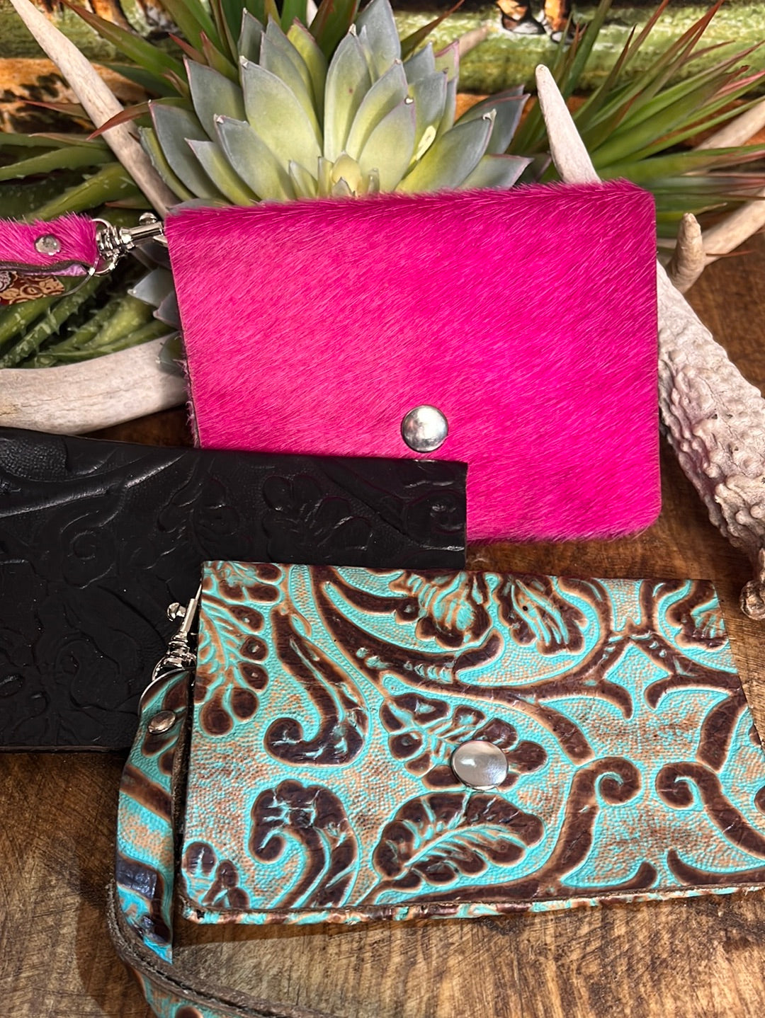 Dawn Hair on Hide  or Tooled Leather Wristlet